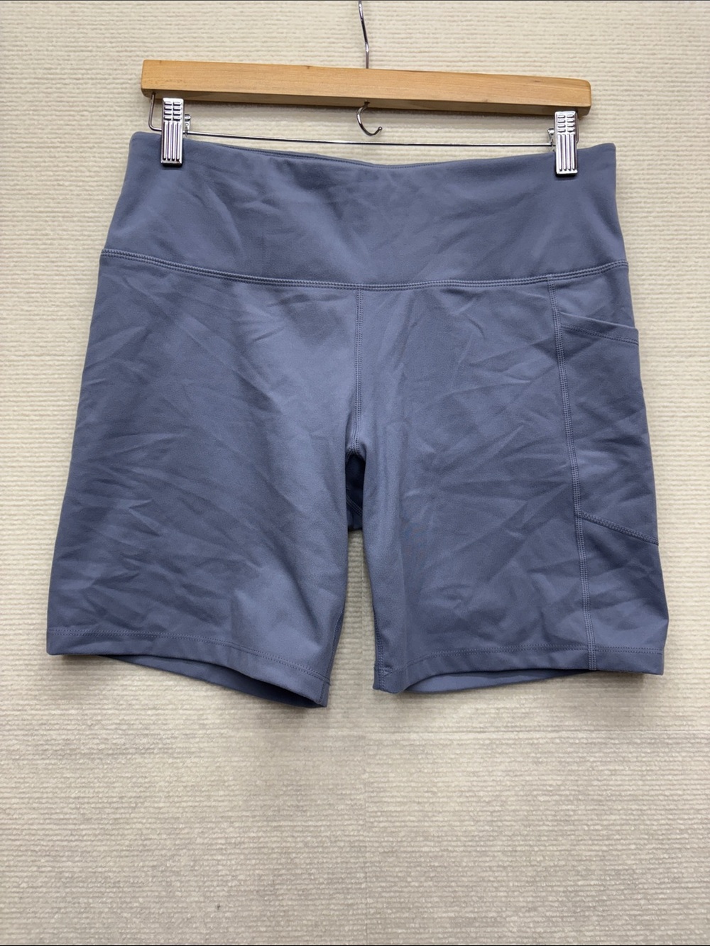 DKNY XL Women's High-Waist Performance Bike  Shorts - Slate Blue